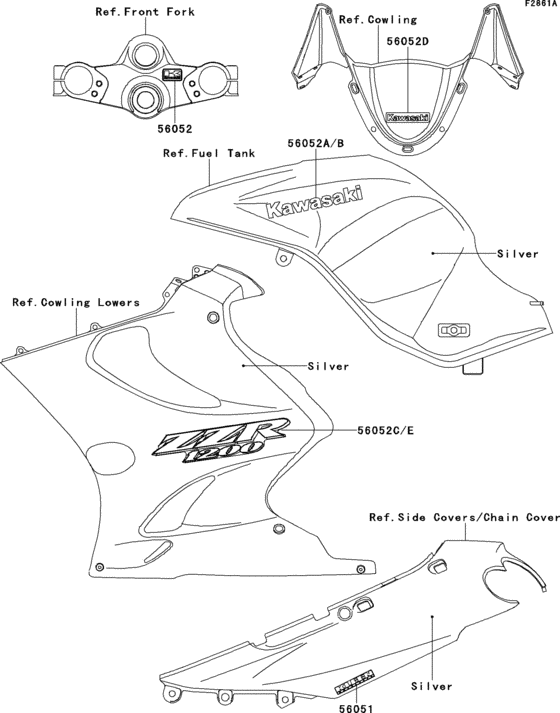 ZX1200 Decals(silver)(zr1200-c1h)