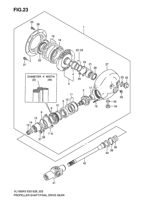 Propeller shaft/final drive gear