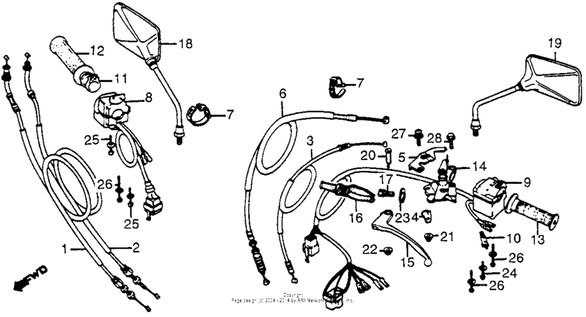 Control levers + switches + cables