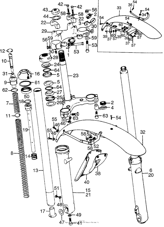 Front fork + front fender + steering stem k-k1