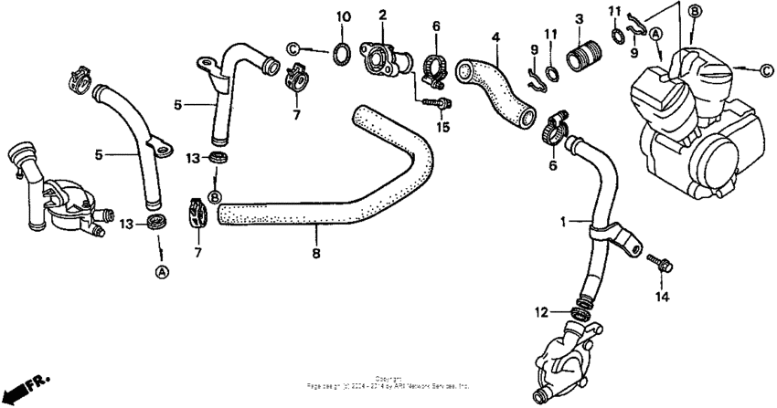 VT1100C2 Патрубки охлаждения