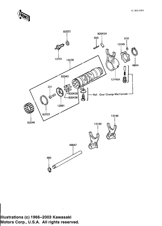 Gear change drum & forks