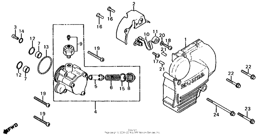 Left crankcase cover + oil pump