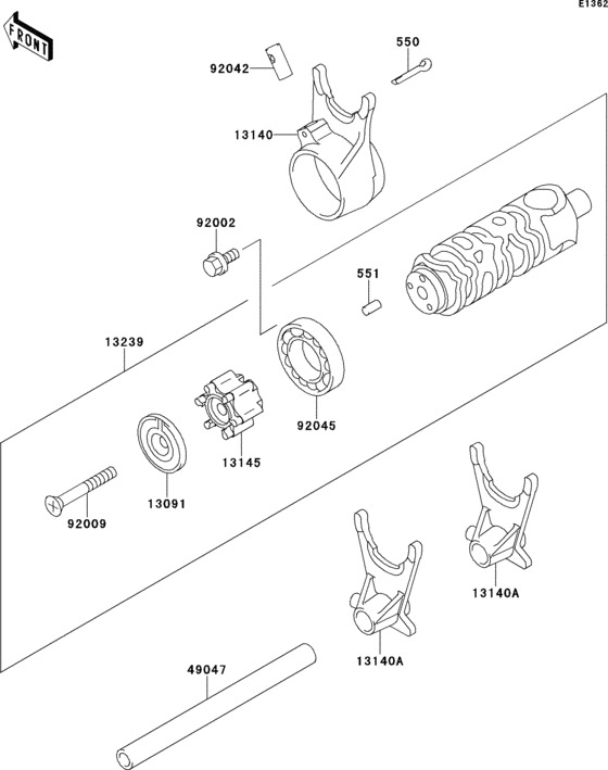  Gear change drum / shift forks