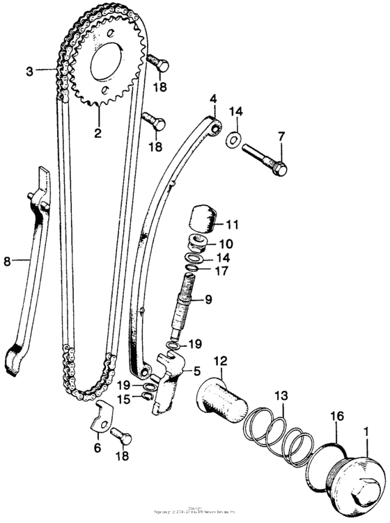 Cam chain tensioner + oil filter screen
