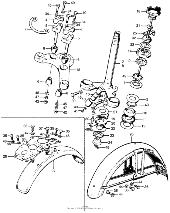 Cb/cl175steering stem + front fender