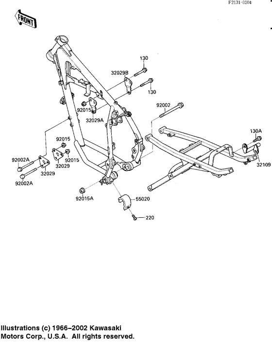 KL250 Рама ,крепежные детали