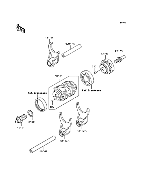 Gear change drum & forks