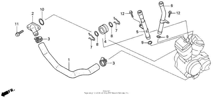 VT600CD Патрубки охлаждения