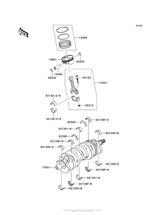 ZX636 Коленвал и поршни