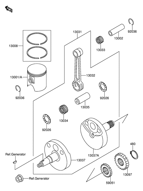 RM65 Crankshaft / piston