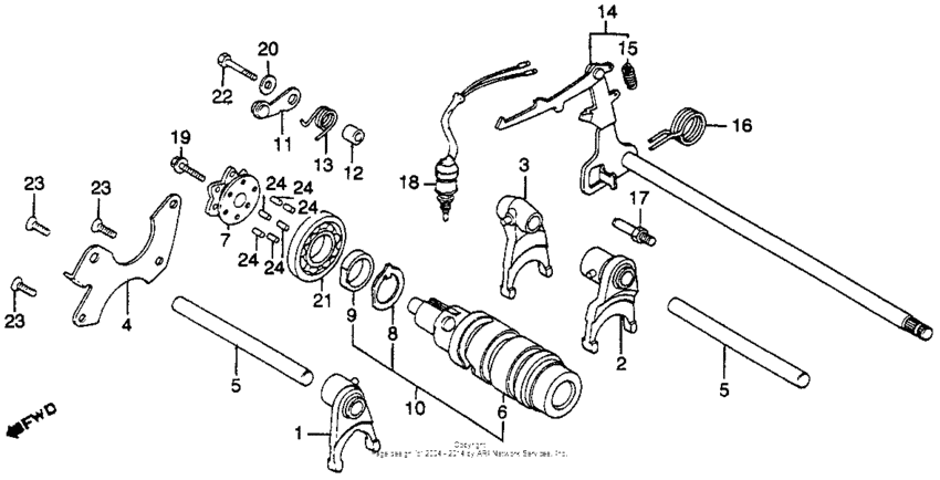 Cm450e/cgearshift drum + gearshift arm