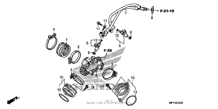 VT1300CR (ABS) Intake manifold + injector