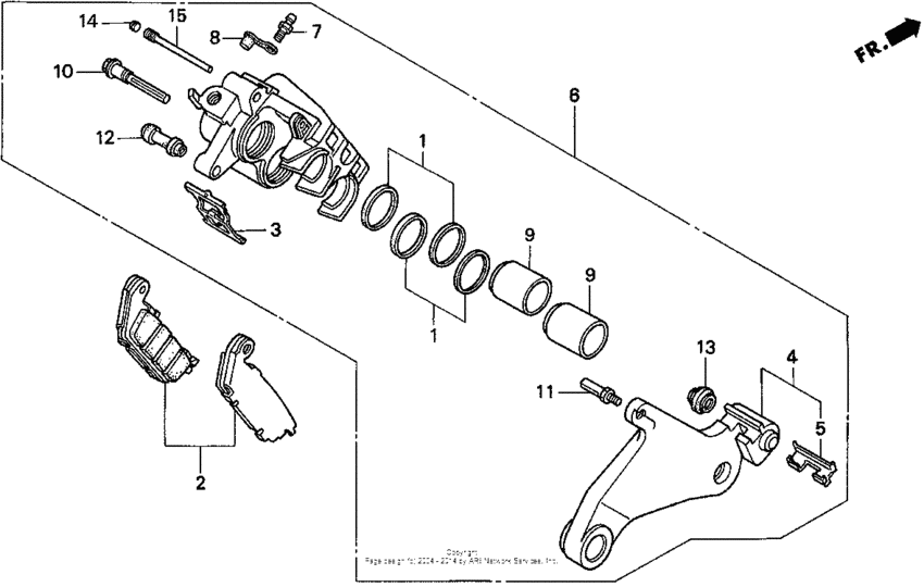 Rear brake caliper 95-98