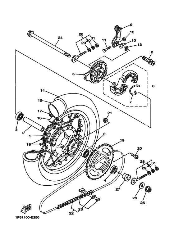 Rear wheel complete assy