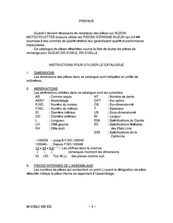 DR-Z125 Catalog preface