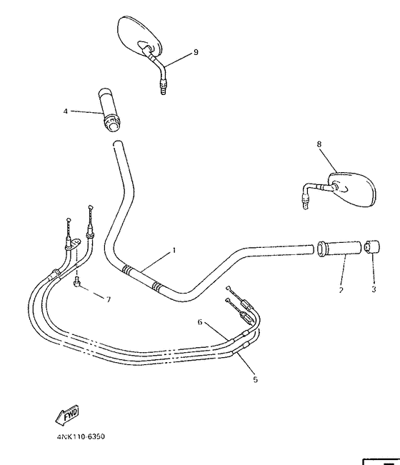 XVZ13AH Steering handle. cable