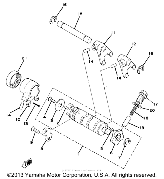 YZ80G Shift cam-fork