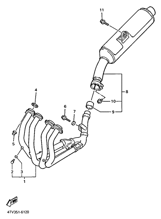 YZF600R Выхлопная система