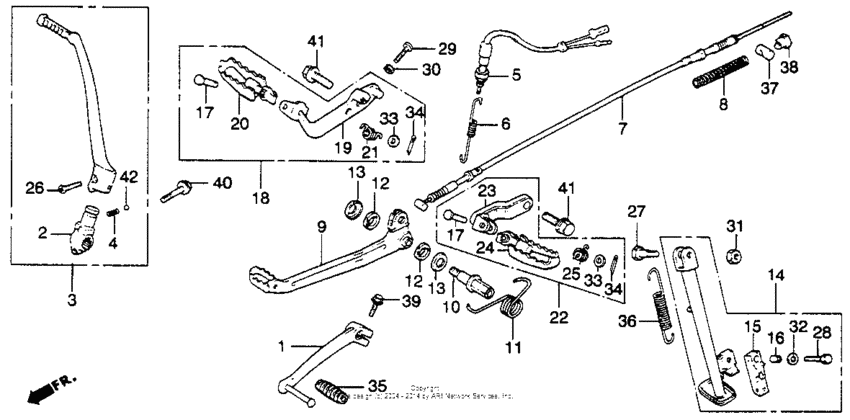 Footpegs + gearshift brake pedals + stands 78-81