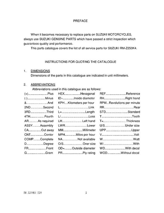 RM-Z250 Catalog preface