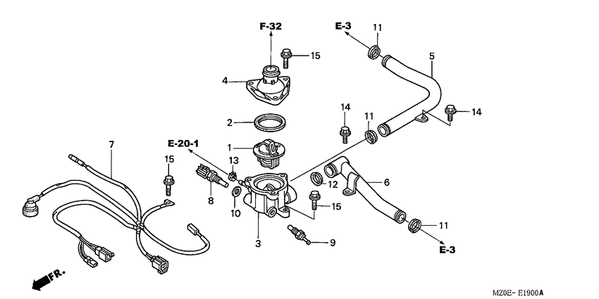 Water pipe/thermostat