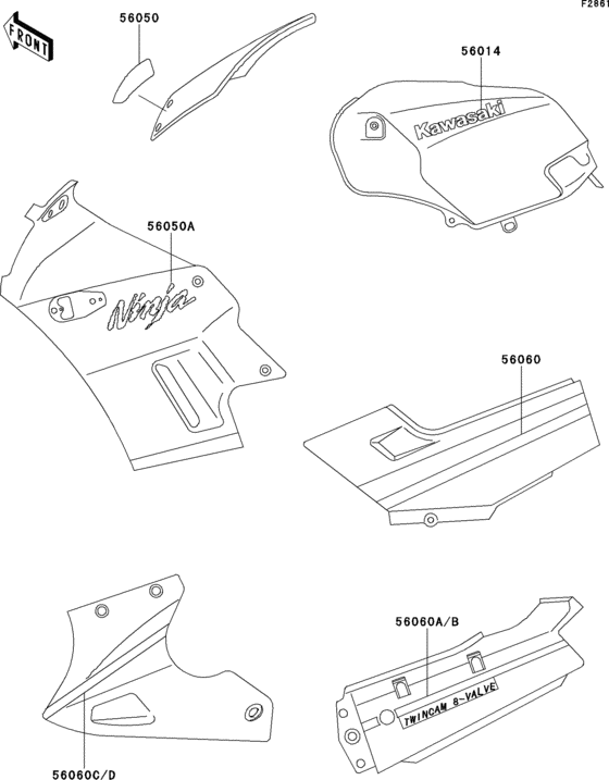 EX250 Decals(ebony / gray)
