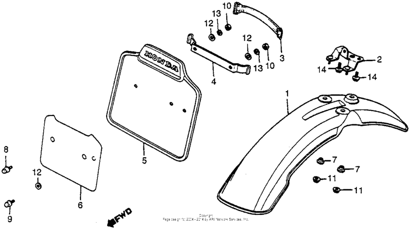 Front fender + number plate 83-84