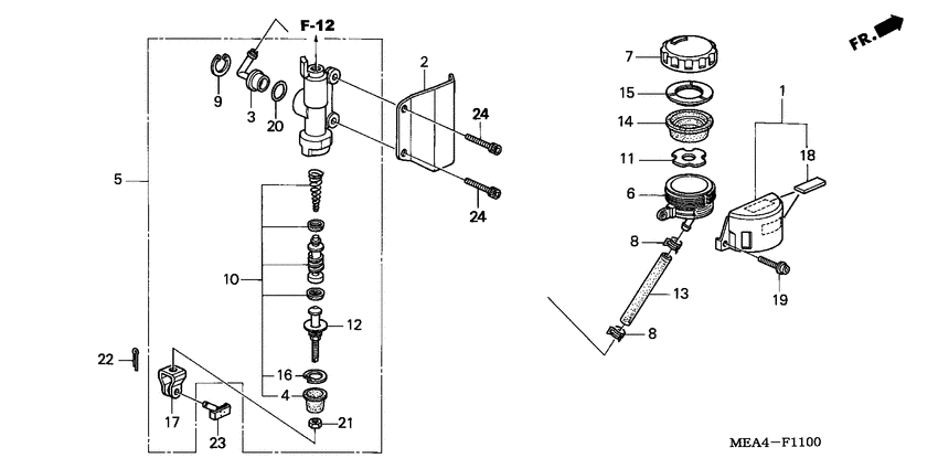 Rr. brake master cylinder