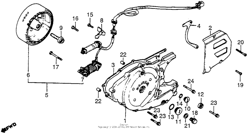 Left crankcase cover + alternator