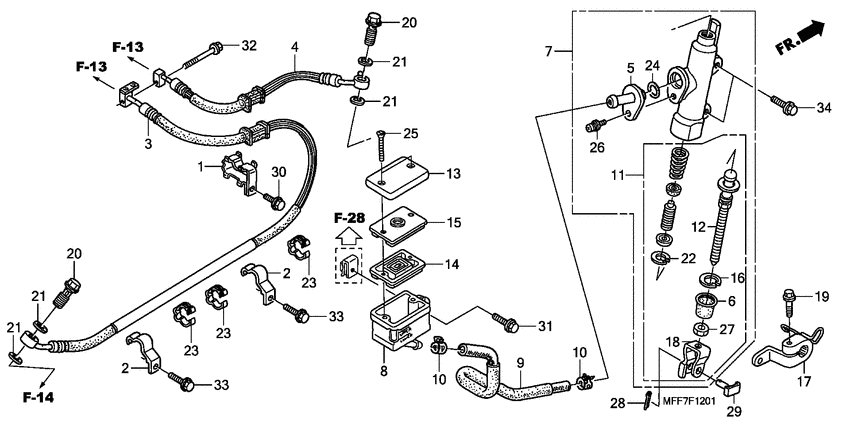 Rr. brake master cylinder