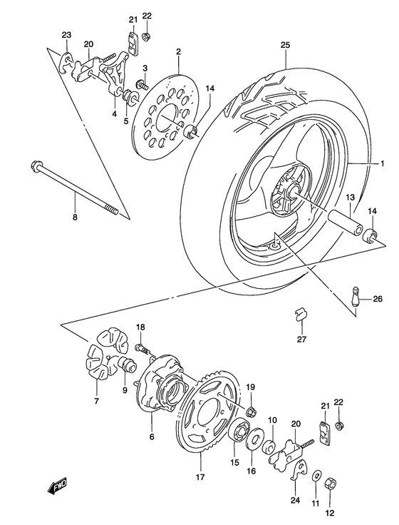 Rear wheel complete assy