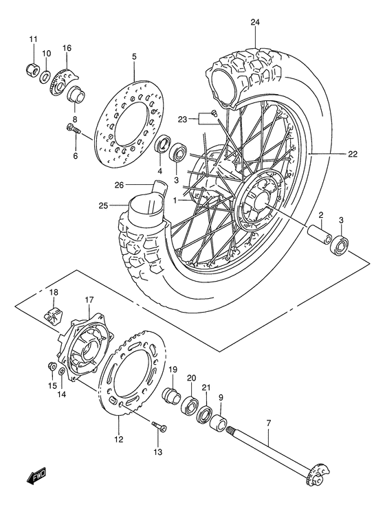 Rear wheel complete assy