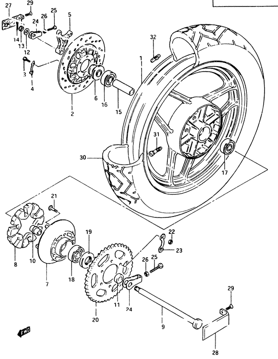 Rear wheel complete assy