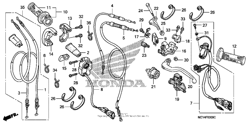 Handle lever + switch + cable