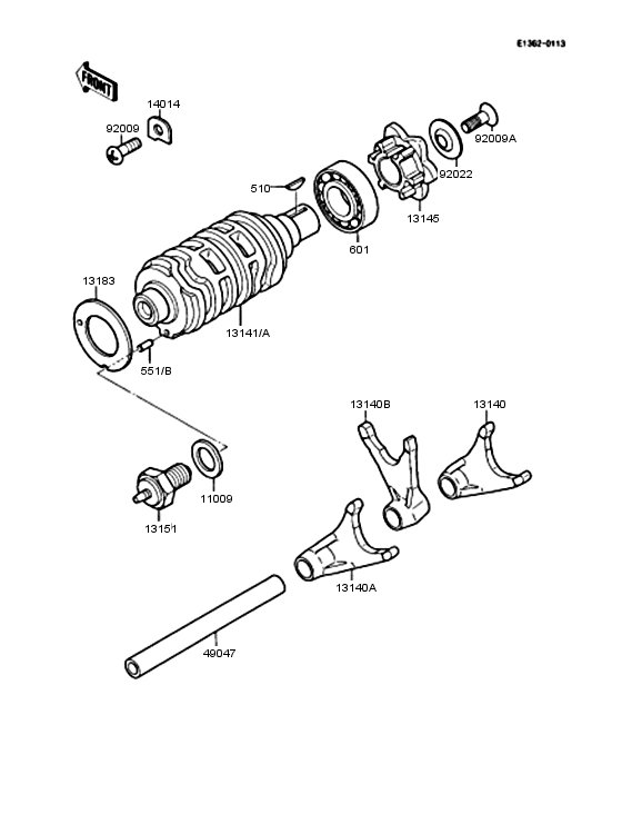 Gear change drum & forks