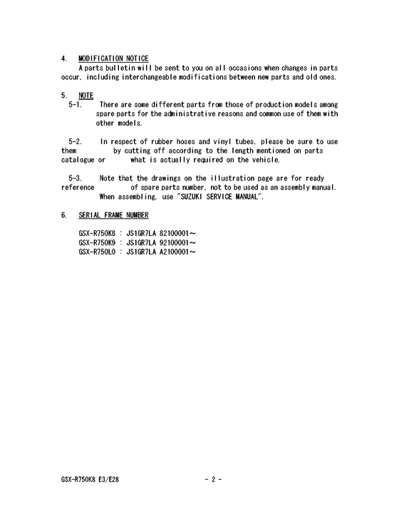 GSX-R750 Catalog preface