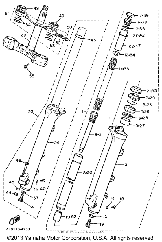 XV1000L Передняя вилка