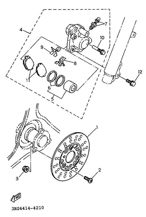 YW100 Front brake. caliper
