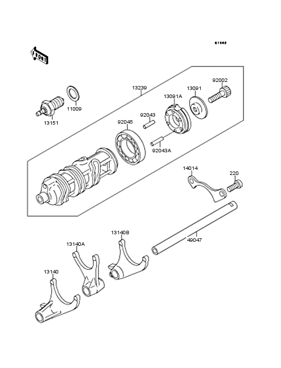 Gear change drum & forks