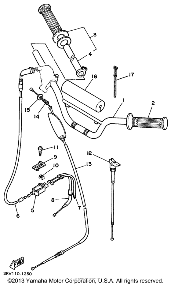 PW80L1 Steering handle - cable