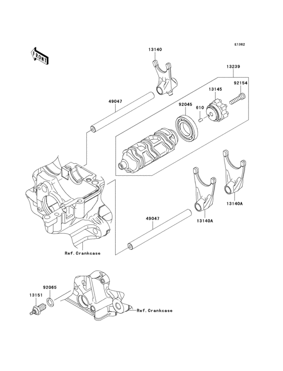 ZX1000 Валы и вилки переключения передач