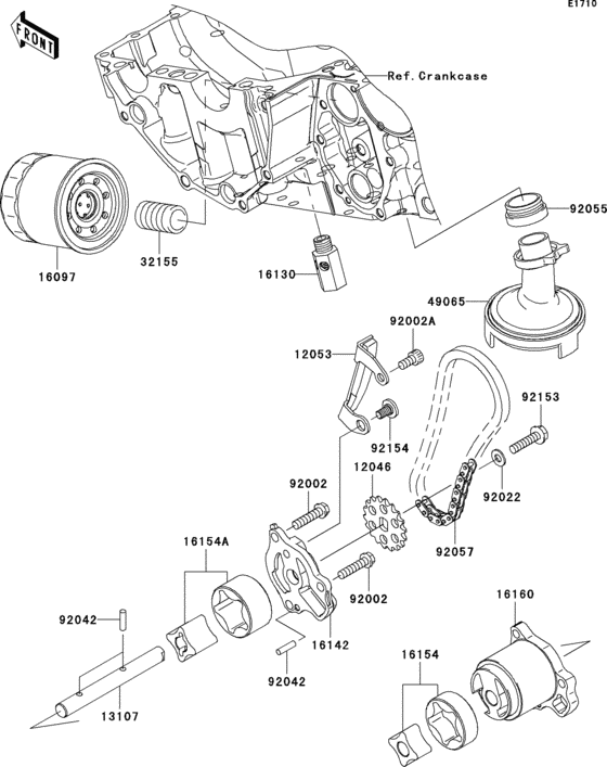 EX650 Масляный насос и фильтр