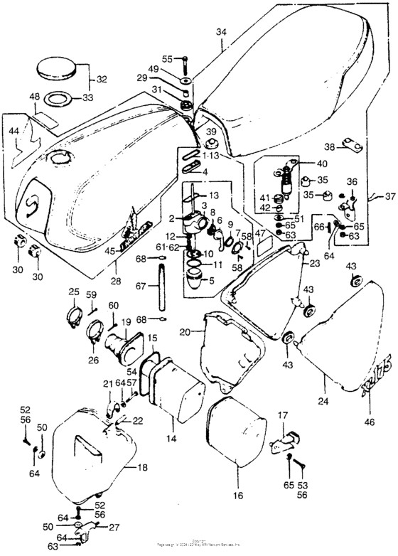 Fuel tank + seat + air cleaner