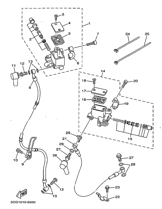YP250D Главный тормозной цилиндр