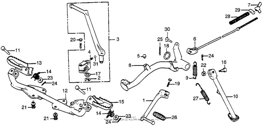 Gearshift pedal + side stand + footpegs