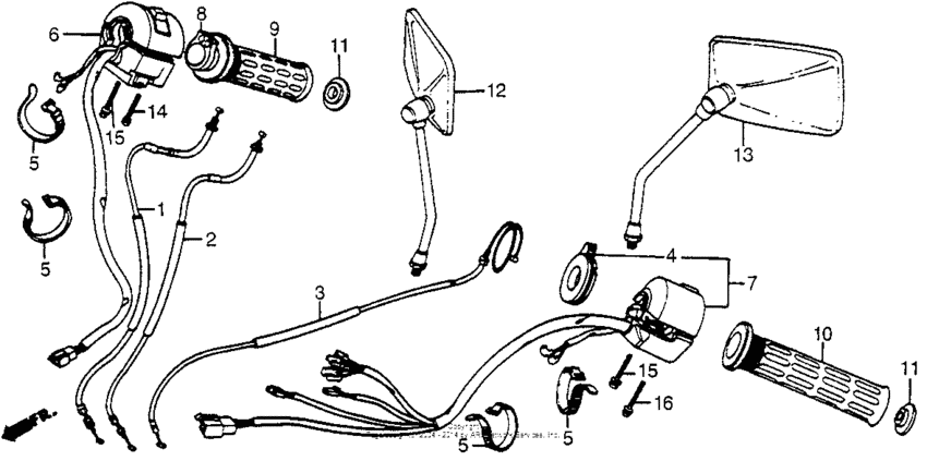 Control levers + cables + switches
