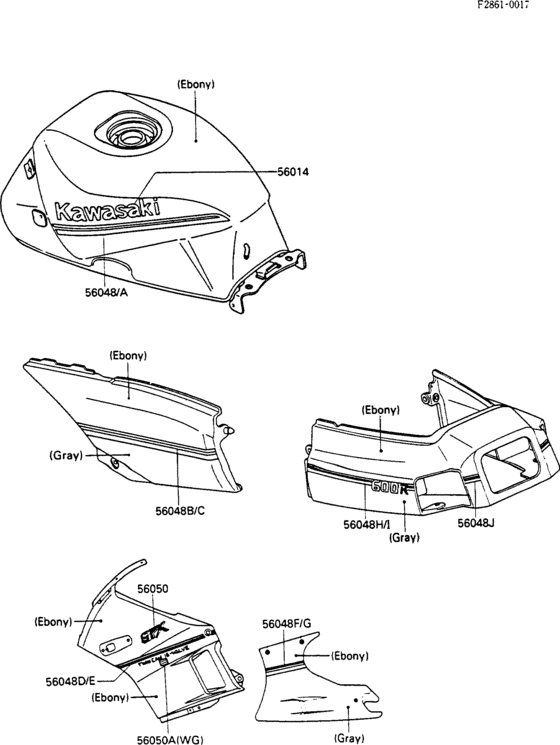 ZX600 Decals(ebony / geay)(zx600-c1)