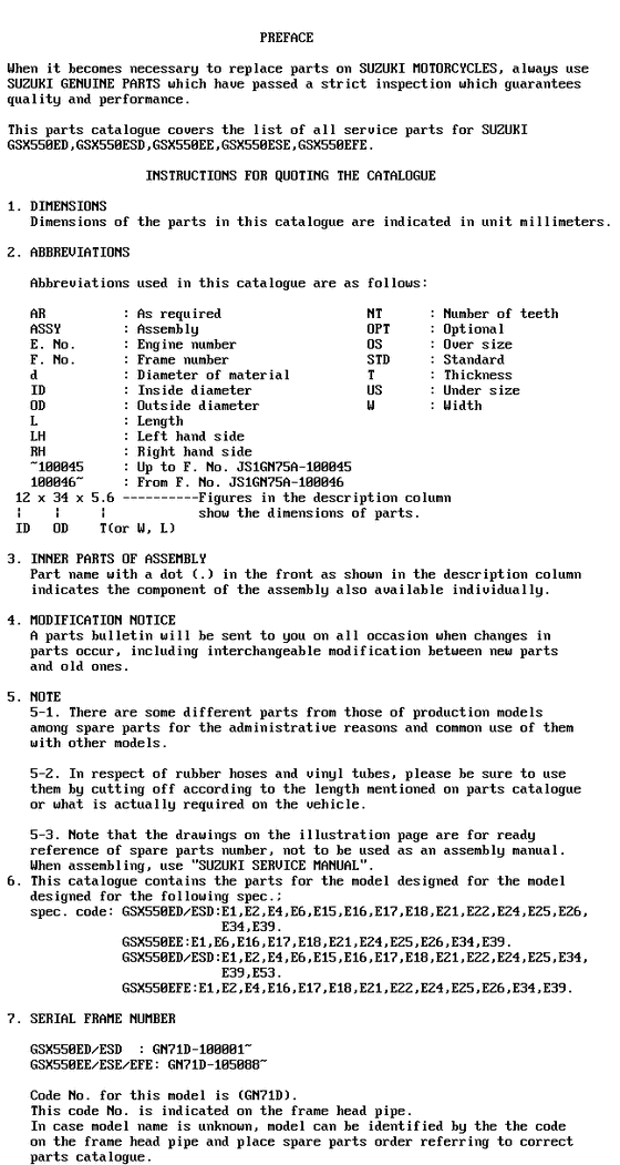 GSX550 Catalog preface