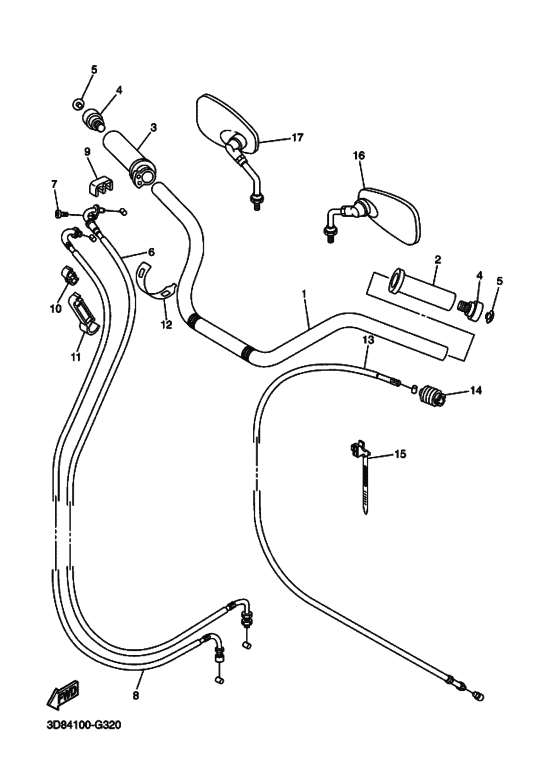 XVS1300CT Рулевой рычаг и кабель